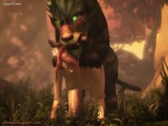3D animal fucking hawt elf girl doggy style in the forest
